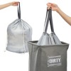 Juvale 5 Piece Large Collapsible Laundry Hamper with 2 Removable Liner Bags and Folding Frame (Grey, 13 x 23 In) - 3 of 4