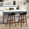 Tangkula Set of 4 Upholstered PU Leather Barstools 27.5" Wooden Dining Chairs Black & Brown - 4 of 4