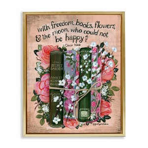 Stupell Industries Bookish Quote with Florals Floating Frame Canvas Art - 1 of 4