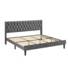 King Size Luxury Velvet Upholstered, Bed Frame with Wingback, Deep Button Tufted Headboard, No Box Spring Required, Simple Assembly Process, Gray - 4 of 4
