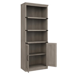 5 Tier Book Shelf with Cabinet, 68.7" Tall Modern Farmhouse Bookcase with Doors and Adjustable Shelf - 1 of 4