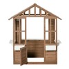 Dronkon Kids Wooden Playhouse, Outdoor Garden Games Cottage, with Working Door, Windows, Flowers Pot Holder - 3 of 4