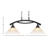 Toltec Lighting Bow 2 - Light Island Pendant Light in  Black Copper with 12" Amber Crystal Shade - 2 of 2