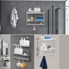 Cheer Collection 2-Tier Stainless Steel Wall Mounted Shower Caddy with Hooks – No Drill Installation - 2 of 4
