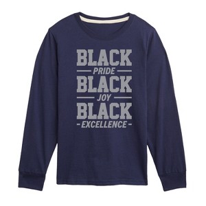 Boys' - Instant Message - Black Pride Joy Excellence Long Sleeve Graphic T-Shirt - 1 of 4