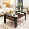 39.2" Tempered Glass Rectangle Coffee Table with MDF Layer and Iron Legs - 3 of 4