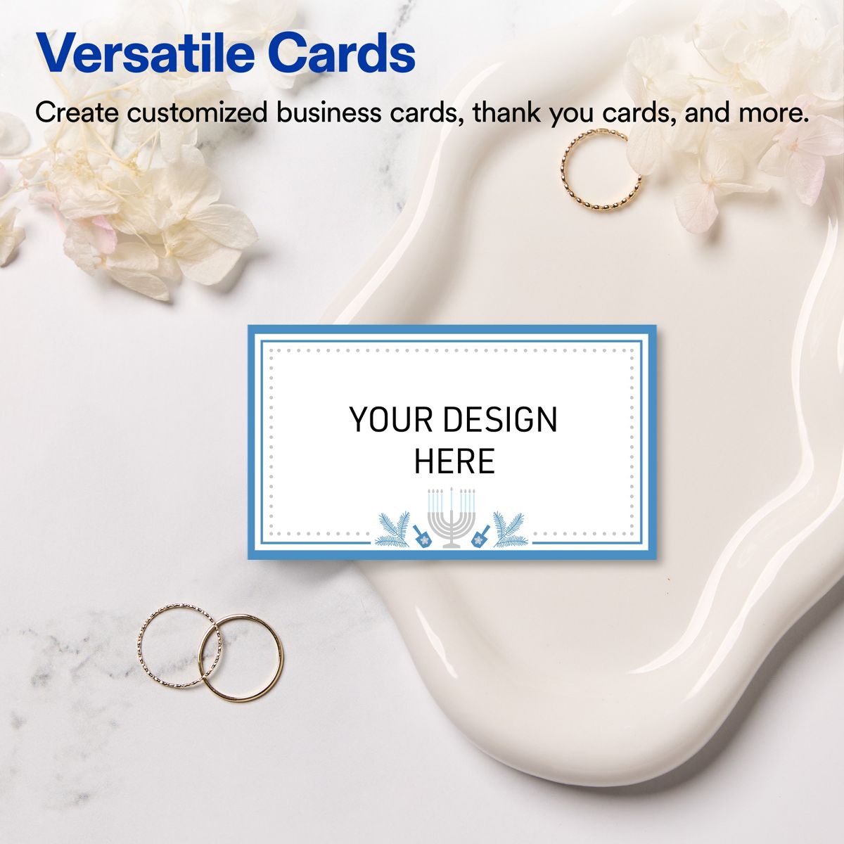 Avery® Business Cards, Matte, Silver Menorah Frame, 160 - thumbnail 4