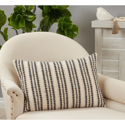 Black & White Striped 100% Cotton 16" x 24" Pillow Cover