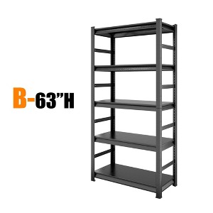 NicBex 5 Tier Heavy Duty Metal Storage Shelves,Adjustabl Shelving Unit Storage Rack for Garage Kitchen Living Room,Black - 1 of 4