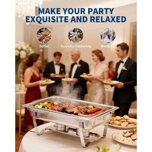 8QT Buffet Servers and Warmers Set with Lid & Foldable Frame,Stainless Steel Chafing Dishes for Buffet Set of 6 for Parties Wedding Catering Supplies - 1 of 4