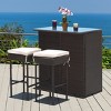 Costway 3PCS Patio Rattan Wicker Bar Table Stools Dining Set Cushioned Chairs Garden - 4 of 4