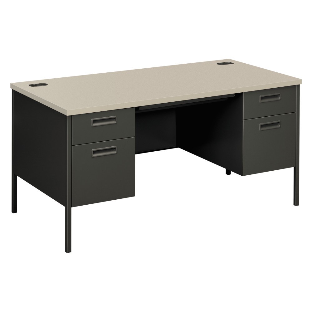 UPC 631530123725 product image for Hon Metro Classic Double Pedestal Desk, 60w x 30d x 29 1/2h, Gray Patterned/Char | upcitemdb.com