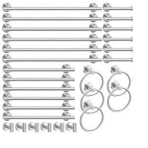 Itopfox 30 Pcs Bathroom Hardware Set 23.6 in Towel Bars 15.7 in Towel Racks Towel Rings Toilet Paper Holders Robe Hooks SUS304 Silver - 1 of 4