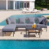 Erica 8-Piece Metal Frame Patio Sectional Sofa Set with 2 Coffee Table, Rattan Outdoor Patio Conversation Set with Cushions - Maison Boucle - 2 of 4