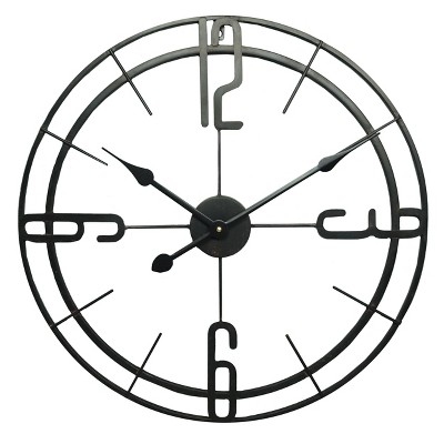 VIP Metal 22 in. Black Art Deco Style Clock