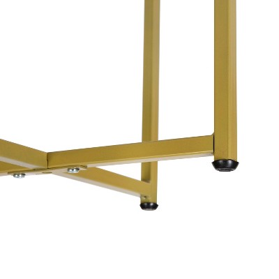 White Marble and Gold Round End Table