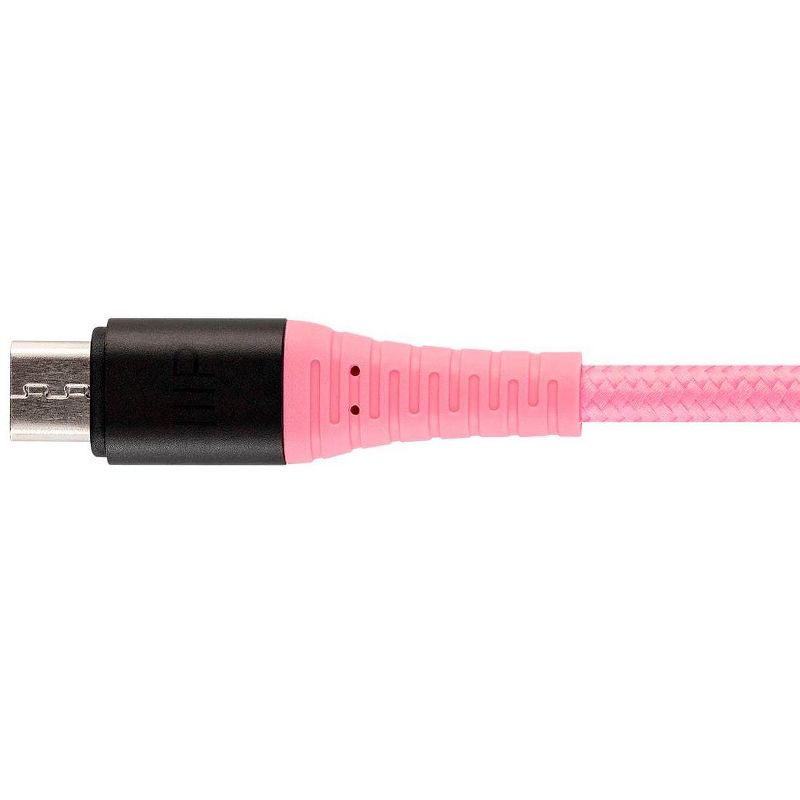 Monoprice USB 2.0 Micro B to Type A Charge and Sync Cable - 6 Feet - Pink | Durable, Kevlar-Reinforced Nylon-Braid - AtlasFlex Series, 5 of 7