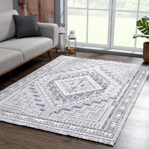 Hauteloom Alya 3D Saxony  with Fringes Area Rug - 1 of 4