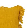 18x18 Inch Hand Woven Fringed Throw Pillow Mustard Cotton With Polyester Fill by Foreside Home & Garden - 3 of 4