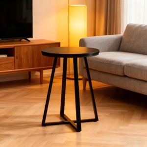 FONTOI End Tables Round Living Room Side Table Modern Nightstand with Metal Leg for Bedroom Office Furniture, Black, 15.75"*15.75"*21.75" - 1 of 4