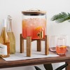 Twine Modern Manor Beverage Dispenser, Glass Carafe, Collapsible Wood Stand, Bronze Spigot, Beverage Service, 1.3 Gallons, Set of 1 - 2 of 4