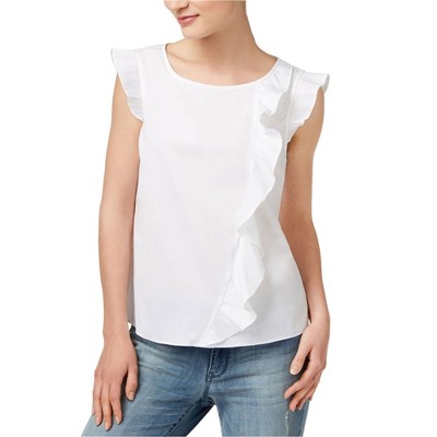 maison Jules Womens Ruffled Sleeveless Blouse Top