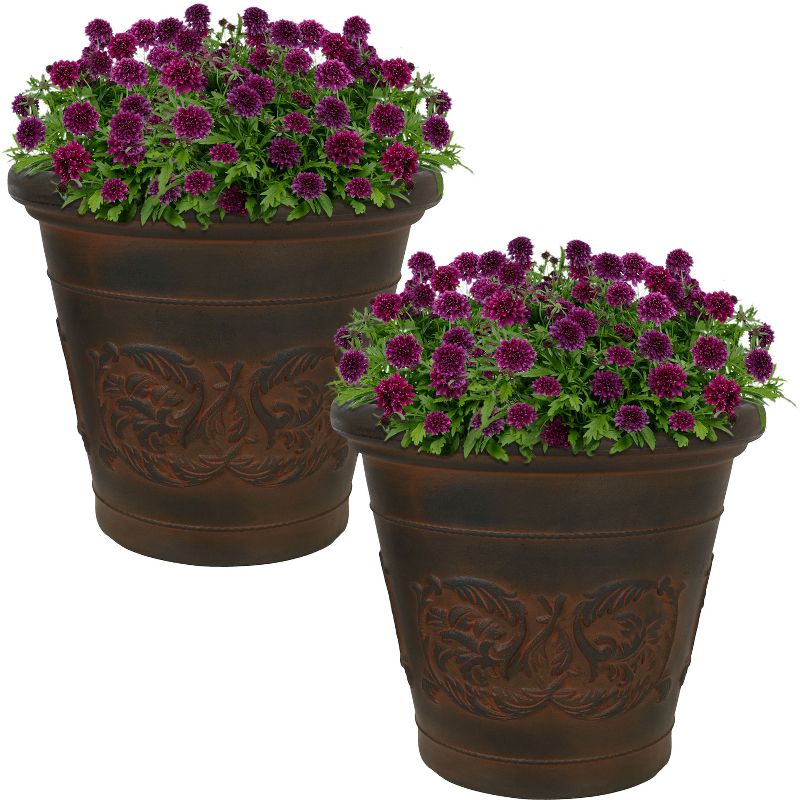 Sunnydaze Indoor/Outdoor Patio, Garden, or Porch Weather-Resistant Double-Walled Arabella Flower Pot Planter - 16" - Rust Finish, 5 of 8