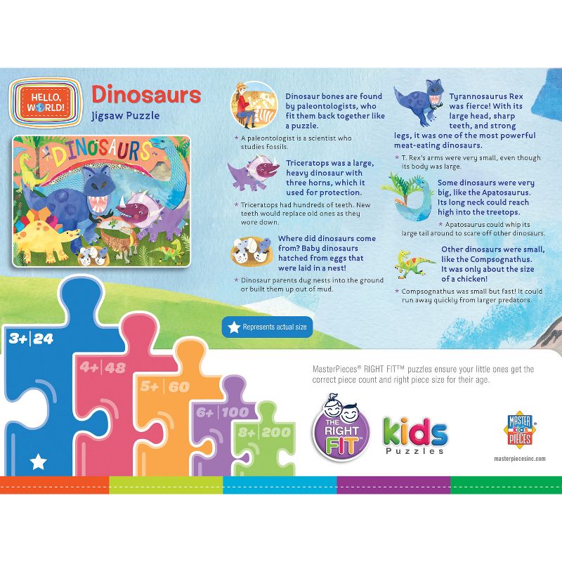 MasterPieces Kids and Family Jigsaw Puzzle - Dinosaurs Right Fit 24, Pieces, 4 of 6