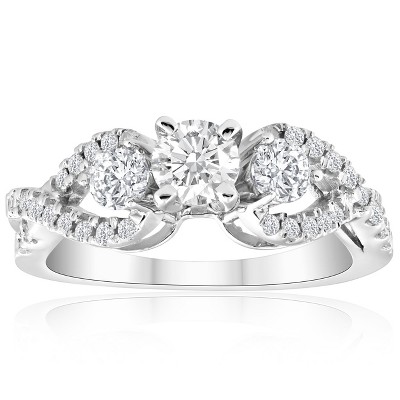 Pompeii3 1ct Diamond Infinity Twist Engagement Ring 14K White Gold