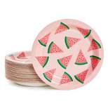 Blue Panda 80 Pack Watermelon Paper Plates for 1st Birthday, One in a Melon Party Decorations, Pink, 9 in