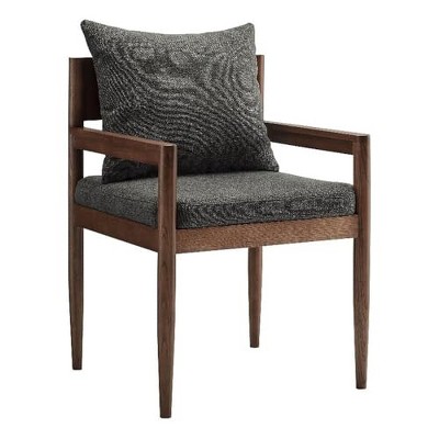 Modway  Remington Mid-Century Modern Wood Fabric Dining Room Chair in Charcoal – with Open Back and Elm Wood Frame for Kitchen or Living Room