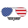 Juniors Womens Top Gun American Flag Aviator Sunglasses Logo T-Shirt - 2 of 4