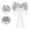 INSPIRE CHIC Women's Ribbon Bow Brooch Tweed Plaid Tie Pin Alloy Rhinestone Suitable for Uniforms - 3 of 4