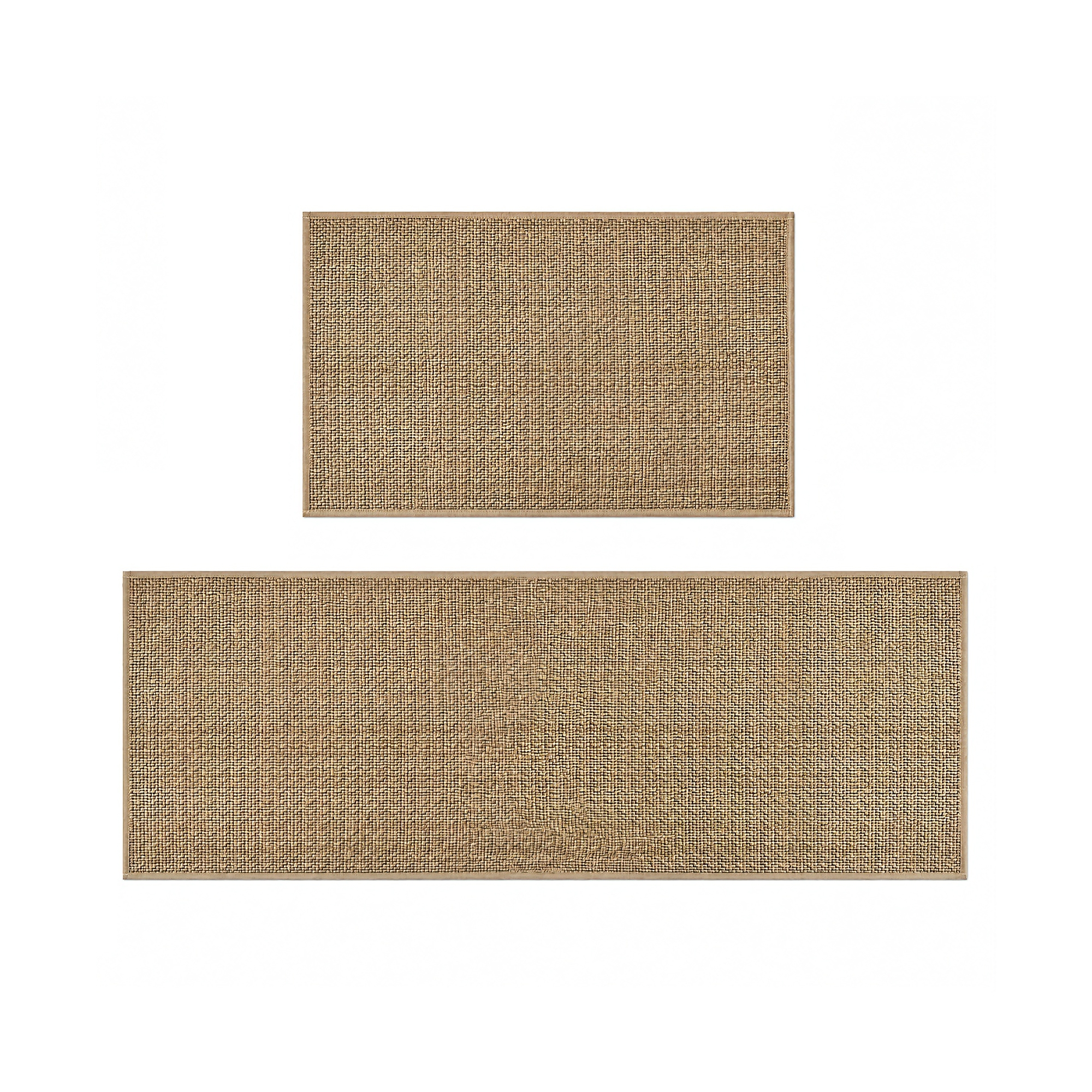 2 Piece Washable Non Slip Kitchen Rugs Set, Chenille Polyester Floor Mats, Linen Color Absorbent Kitchen Mats 40*75cm + 40*125cm for Floor Decor