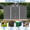 Gulches 10X8 FT Outdoor Tool Storage Shed with Metal Foundation & Lockable Doors,  All Weather Metal Sheds for Garden, Patio, Backyard, Lawn, Gray - 3 of 4