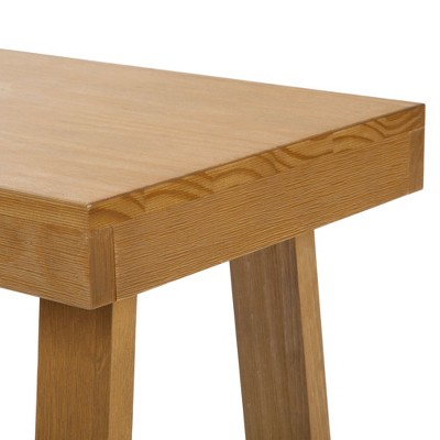 Pecan Wirebrush Solid Pine Wood Rectangular Side Table