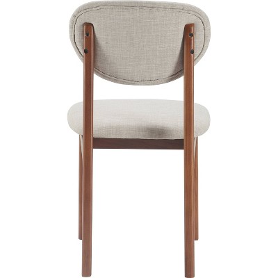 Light Gray Upholstered Wood Mid-Century Modern Dining Chairs