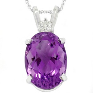 Pompeii3 14k White Gold 7 1/10ct Oval Amethyst & Diamond Pendant - 1 of 2