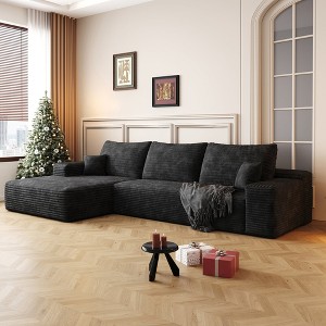 Oversized L Shaped Compression Sectional Sofa with Chaise Lounge ,Minimalist Upholstered Couches, Floor Lounge Sofa ,No Assembly Required - 1 of 4