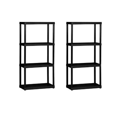 Gracious Living 48 Inch 4 Shelf Heavy Duty Light Weight Garage or Indoor Storage Unit Holds Up to 220 Pounds with Easy Assembly (2 Pack), Black