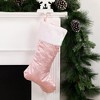 Northlight 20" Light Pink Glittered Snowflake Christmas Stocking with White Faux Fur Cuff - 2 of 4