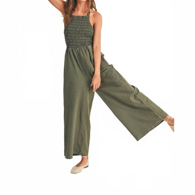 Women's Smocked Halter Jumpsuit - MIOU MUSE
