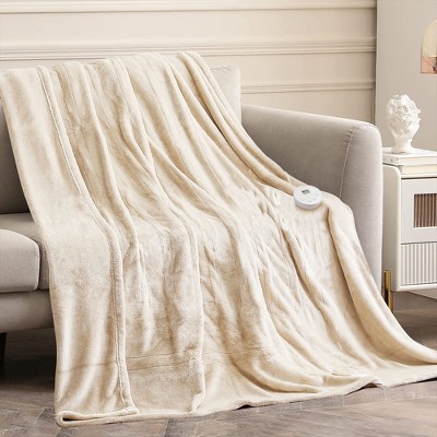 Costway 84'' X 90'' Flannel Heated Blanket Throw W/ Dual Controller ...