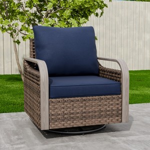 EAGLE PEAK Rocking Chair, Swivel Rocker, Rattan Patio Furniture, 1 Chair - 1 of 4
