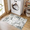 Modern Abstract Rug Machine Washable Printed Rug Soft Foldable Accent Rug for Living Room Bedroom, 3'x5' Gray Green - 3 of 4
