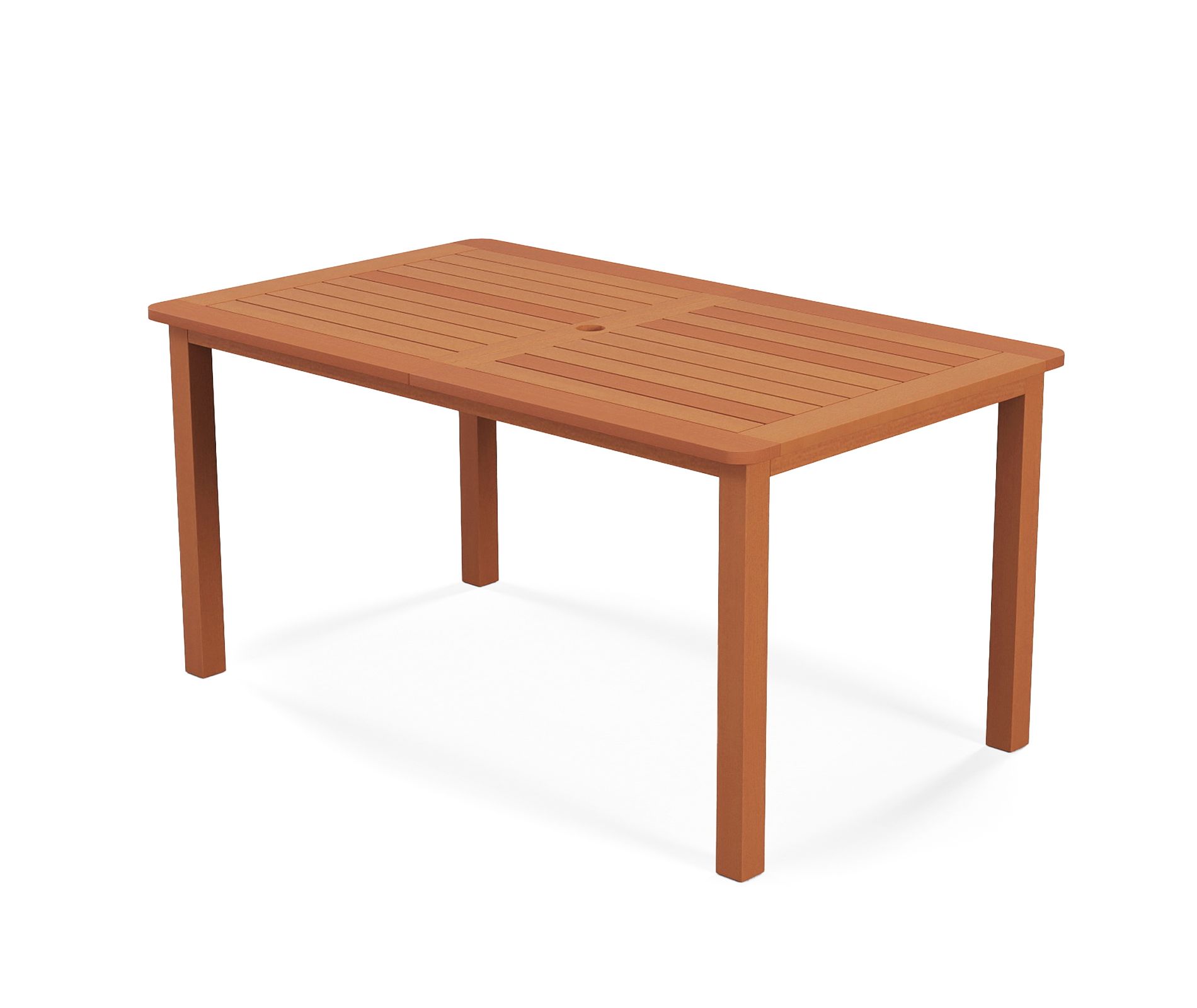 Gymax Rectangular Wood Patio Table Outdoor Solid Wood Dining Table w/Teak Oil Finish 2" Umbrella Hole Patio Furniture Set