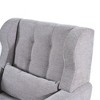PAGED Modern Accent Chair, Teddy Fabric Arm Chair with High Back and Wooden Legs, Comfy Reading Chair for Bedroom, Living Room Furniture - 4 of 4