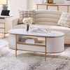 OKD 48" Modern Coffee Table with Sliding Drawer & Faux Marble Top - 2 of 4