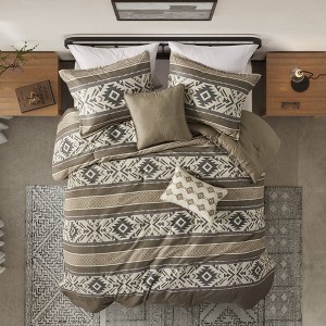 Madison Park 5pc Full/Queen Millie Striped Herringbone Comforter Set with Throw Pillow Brown - 1 of 4
