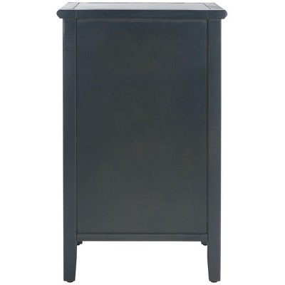 Transitional Steel Teal Wood and Metal Nightstand with Storage